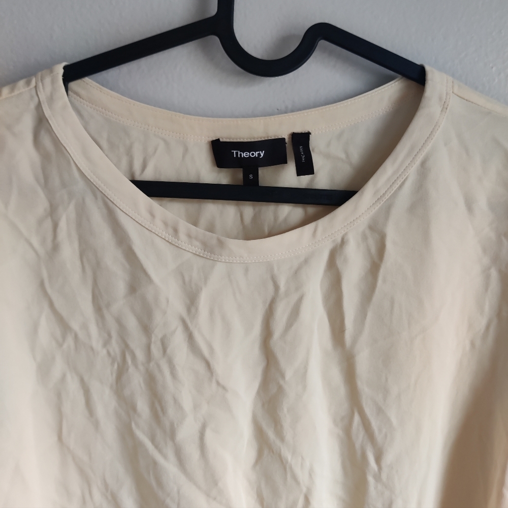 Theory Serah Silk Tie Blouse Cream - Picture 2 of 6